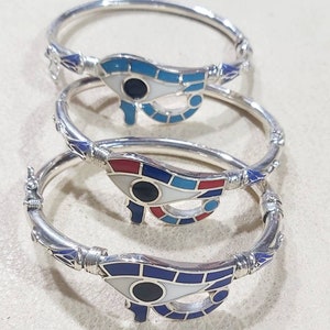 Egyptian Handmade Sterling Silver 925 Eye of Horus Bracelet