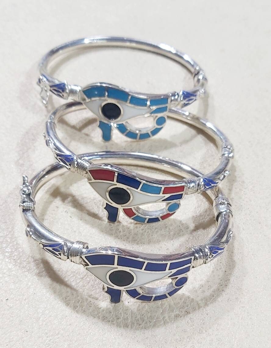 Egyptian Handmade Sterling Silver 925 Eye of Horus Bracelet