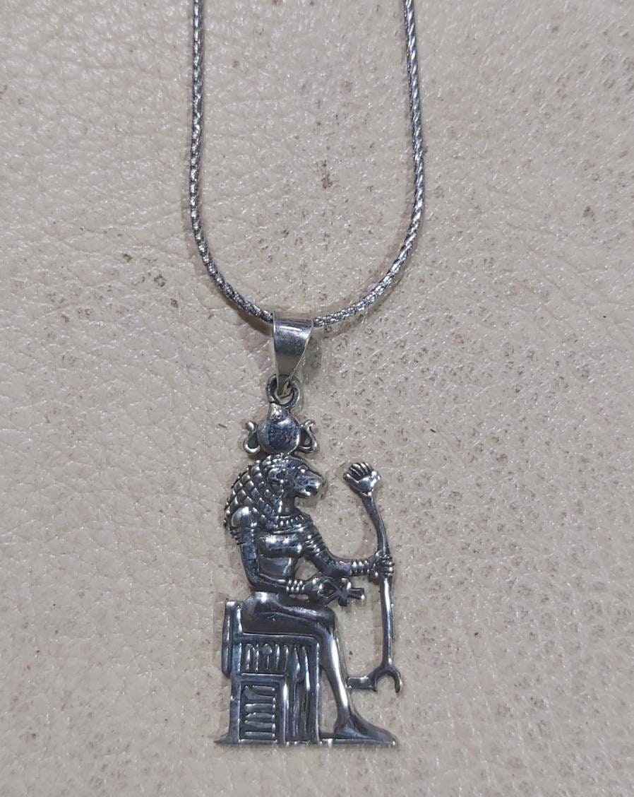 Handmade Egyptian Sekhmet Sterling Silver Necklace. - Thumbnail 2