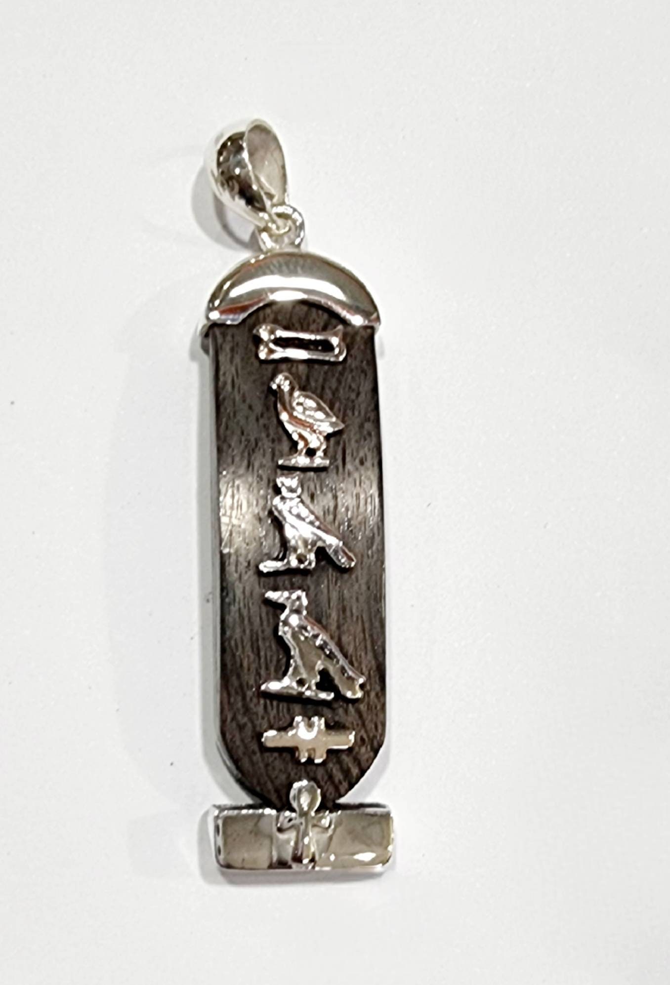 Egyptian Handmade 925 Silver Cartouche With Coke Wood - Thumbnail 3