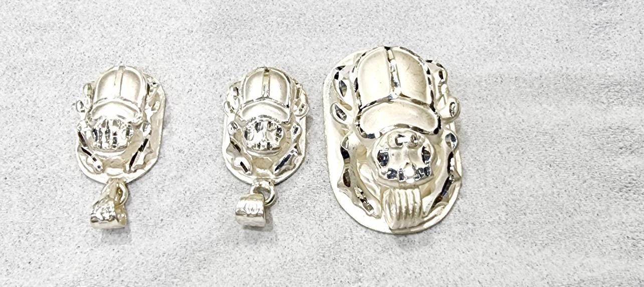 Egyptian Handmade Silver 925 Scarab Pendant ,Egyptian Beetle Pendant - Thumbnail 6