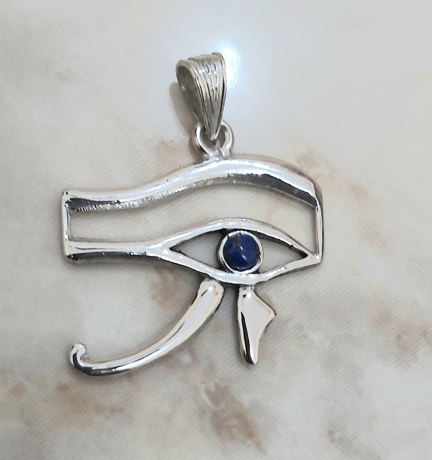 Egyptian Handmade Sterling Silver 925 Eye of Horus Pendant