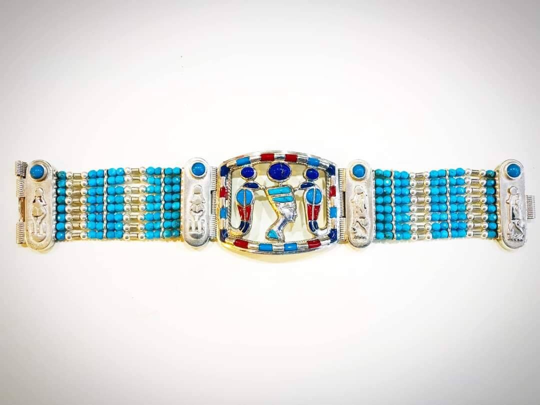Handmade Egyptian Sterling Silver 925 Nefertiti Bracelet - Thumbnail 6