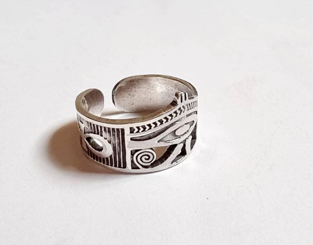 Handmade Egyptian 925 Silver Eye Of Horus with Sided Key of Life