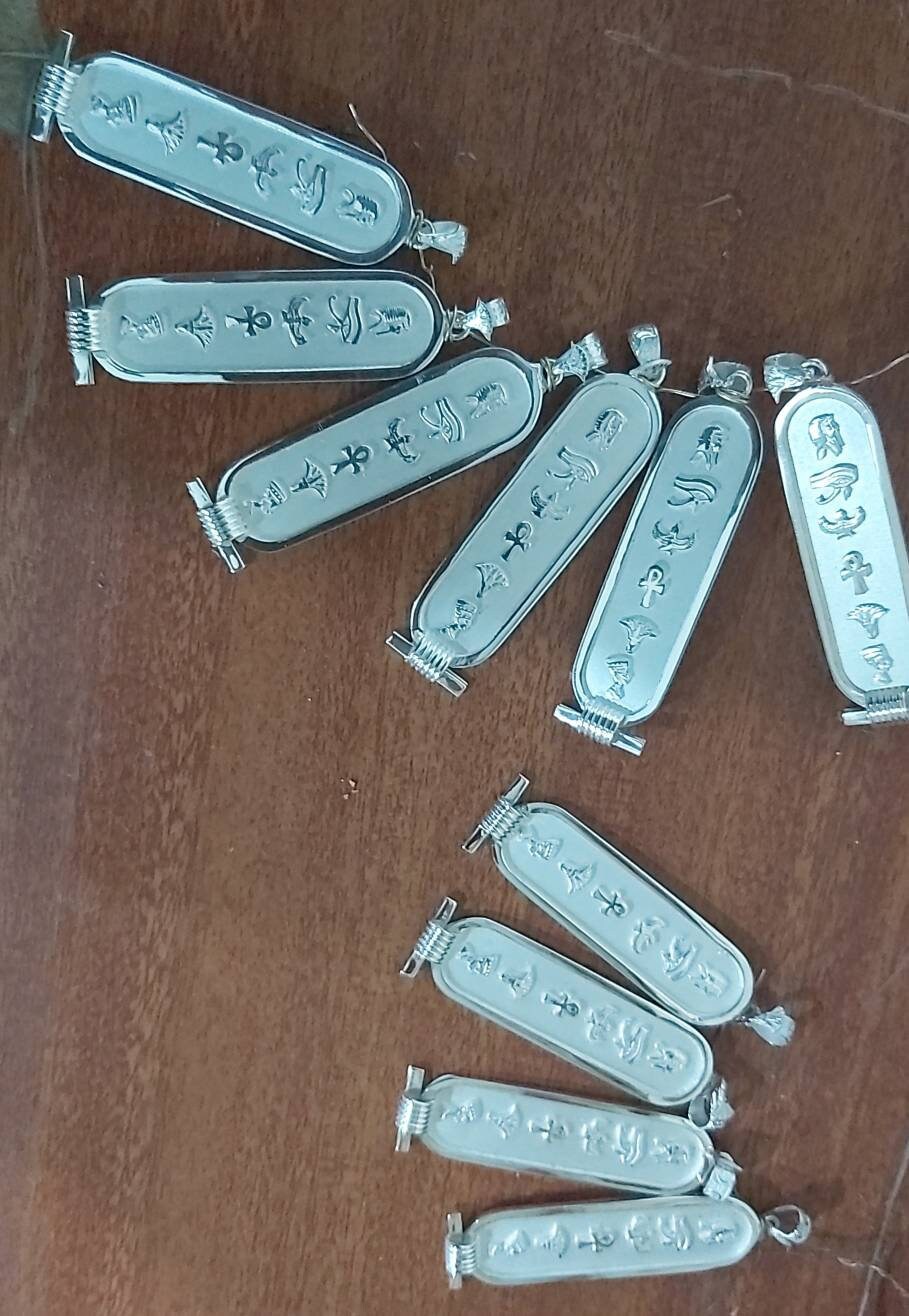 Egyptian Handmade Silver Shiftshy Necklace Cartouche - Thumbnail 2