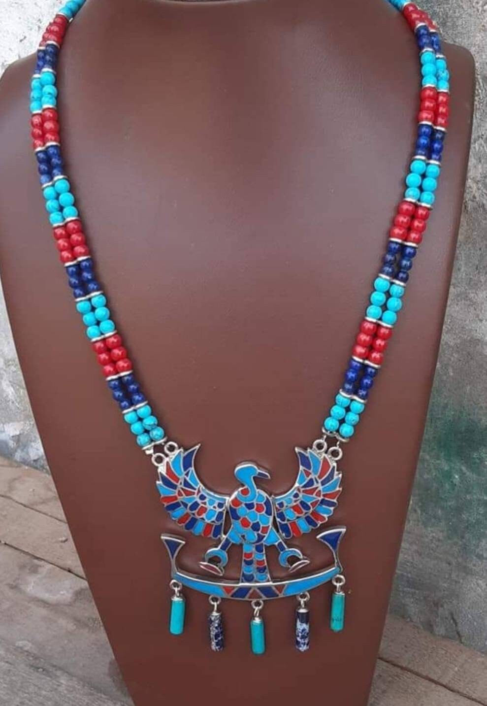 Handmade Egyptian Silver 925 Nekhbet Necklace. - Thumbnail 3