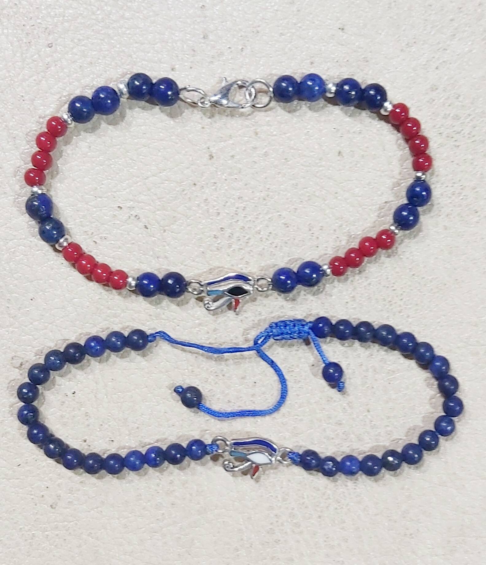 Handmade Egyptian 925 Silver With Gemstone Eye Of Horus Bracelet, Unisex Bracelet. - Thumbnail 2