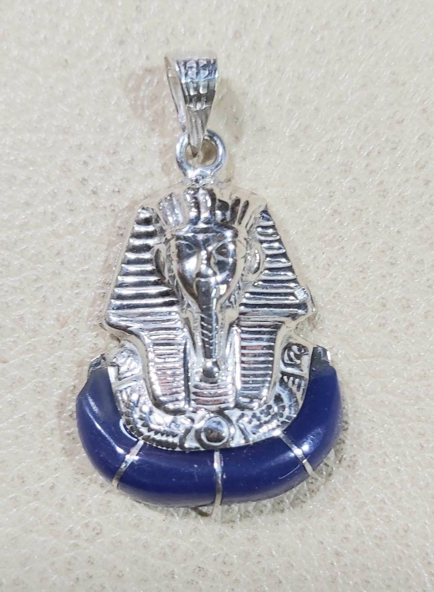 Handmade Egyptian Sterling Silver 925 Tutankhamun Mask Necklace - Thumbnail 3