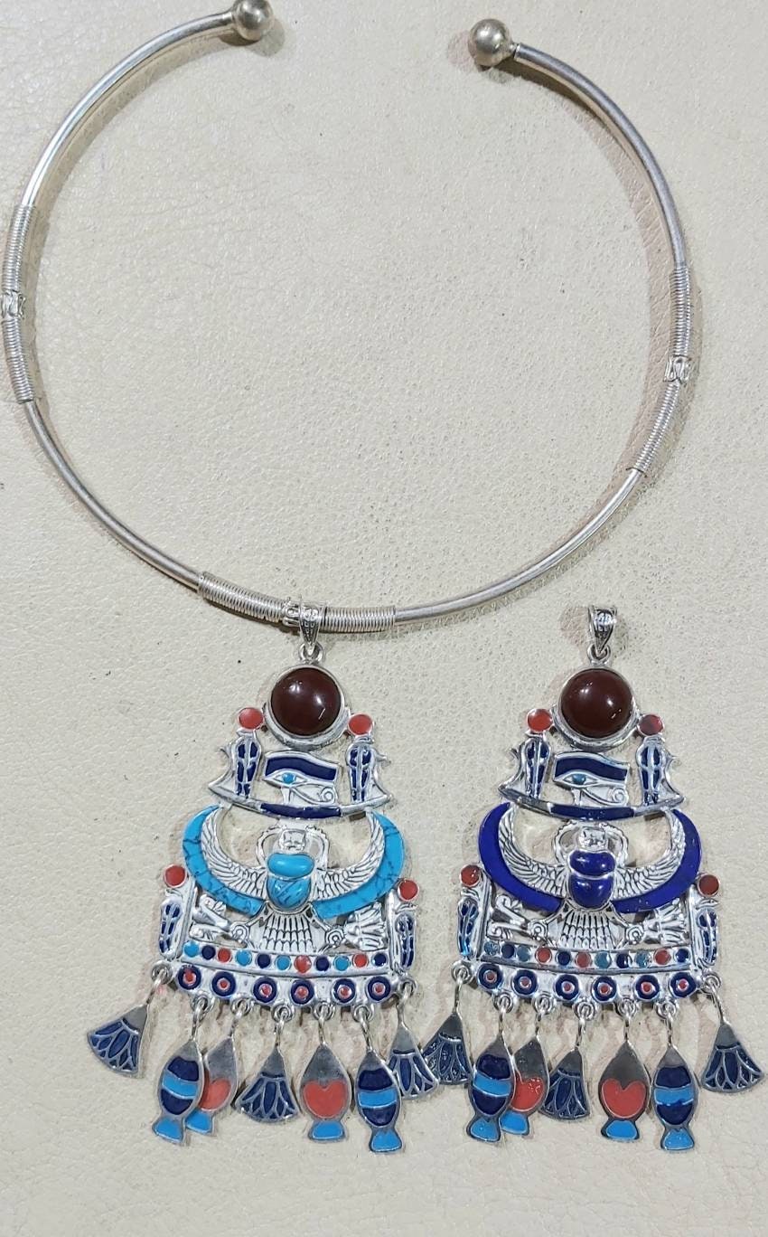 Egyptian Handmade Sterling Silver 925 Isis Necklace.Egyptian Jewelry.Women Necklace. - Thumbnail 5