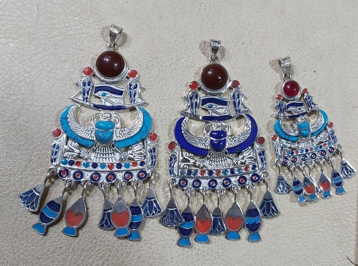 Egyptian Handmade Sterling Silver 925 Isis Necklace.Egyptian Jewelry.Women Necklace.