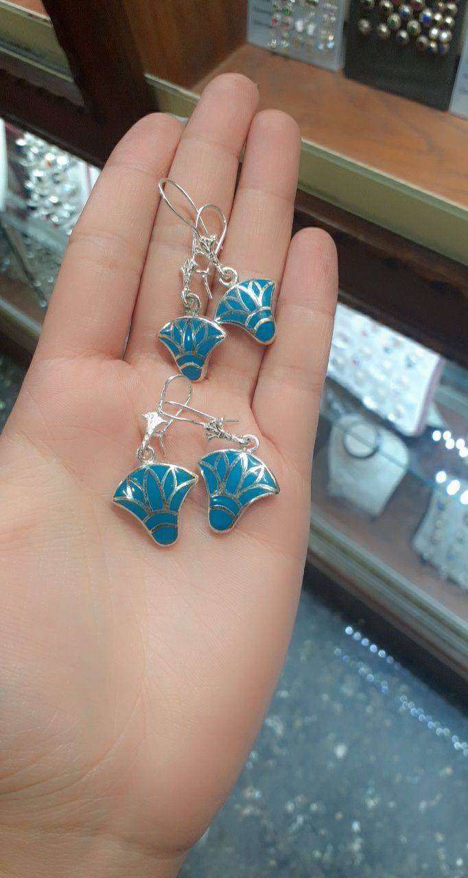 Handmade Egyptian Sterling Silver 925 Lotus Earring