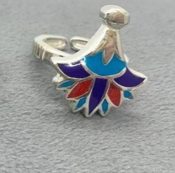 Handmade Egyption Sterling Silver 925 Lotus Ring With Gemstones - Thumbnail 2