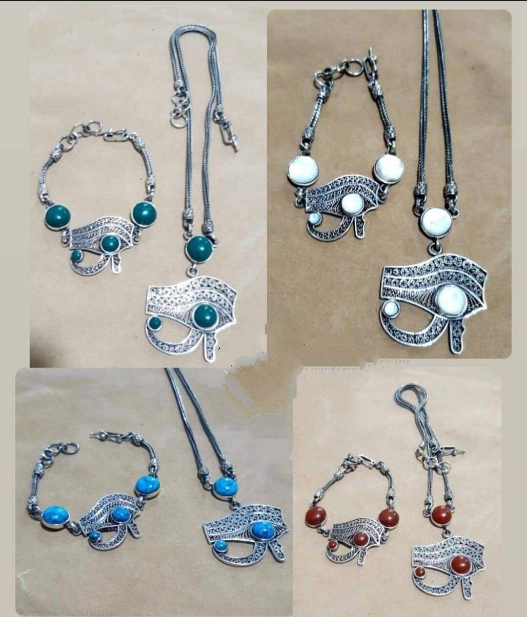 Egyptian Handmade Sterling Silver Eye OF Horus Necklace - Thumbnail 5