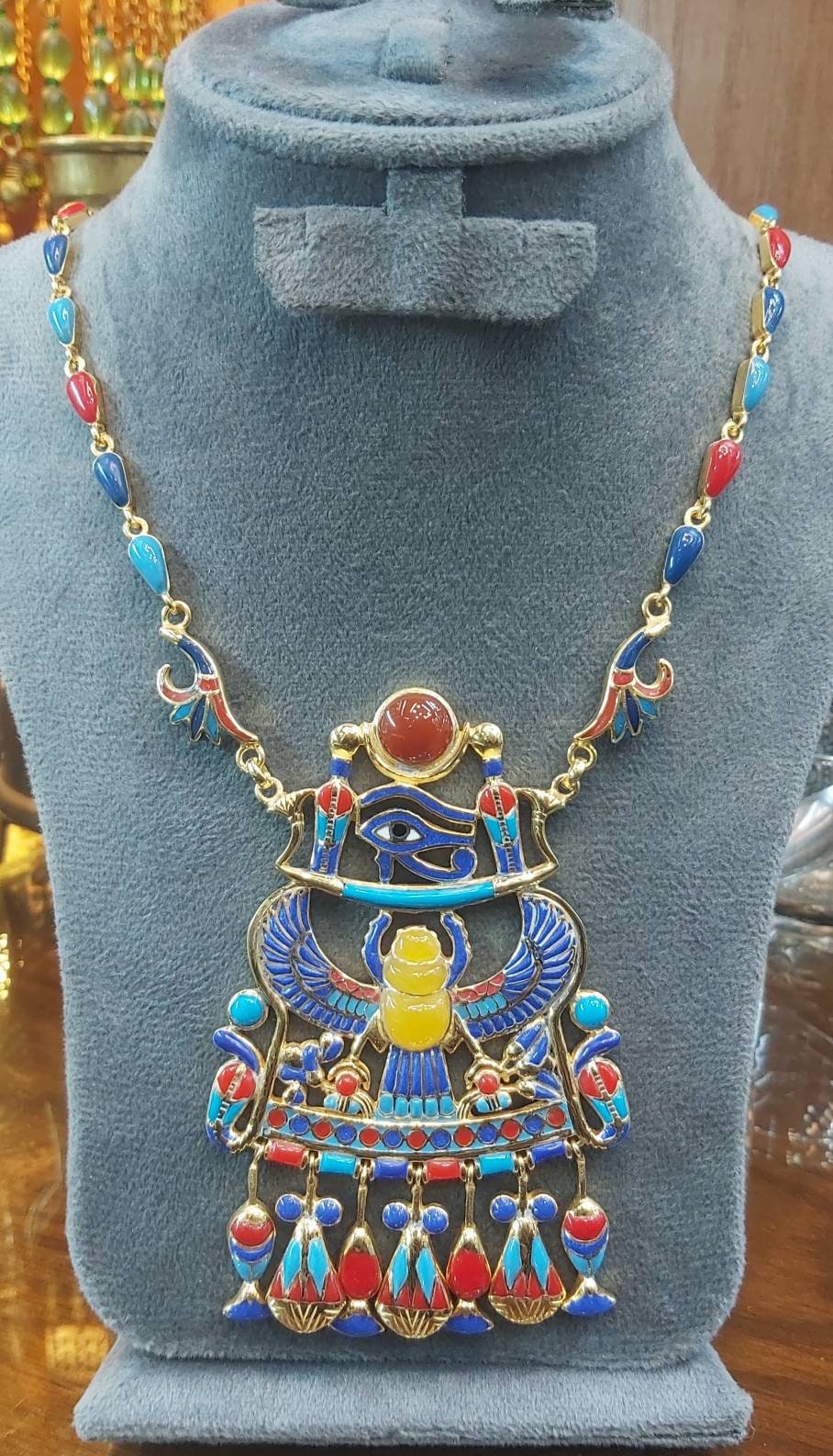 Egyptian Tutankhamun Silver Necklace. - Thumbnail 2