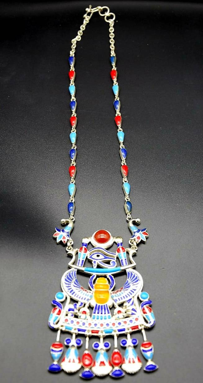 Egyptian Tutankhamun Silver Necklace. - Thumbnail 5