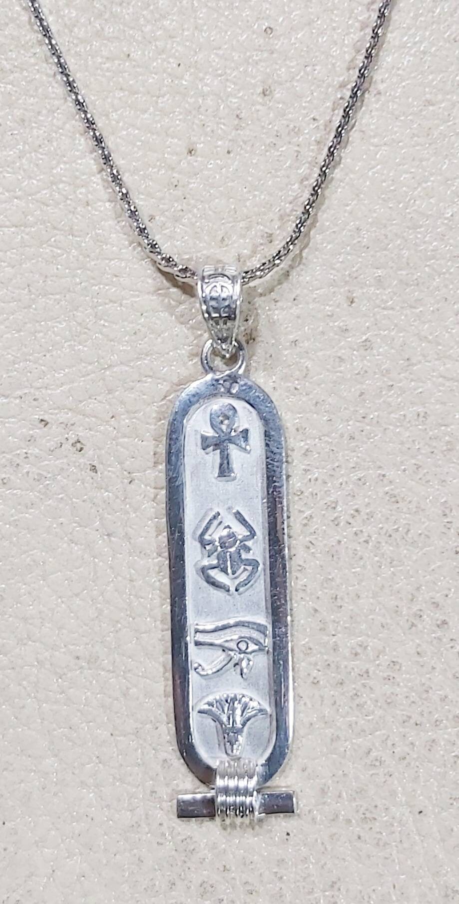 Egyptian Handmade Silver Necklace Cartouche - Thumbnail 5