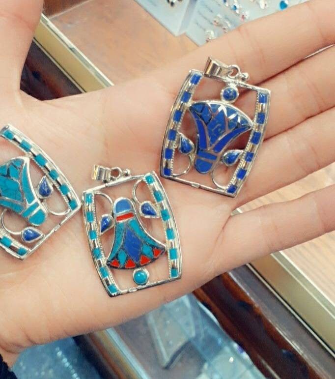 Handmade Egyptian Sterling Silver 925 Lotus Flower Necklace - Thumbnail 3