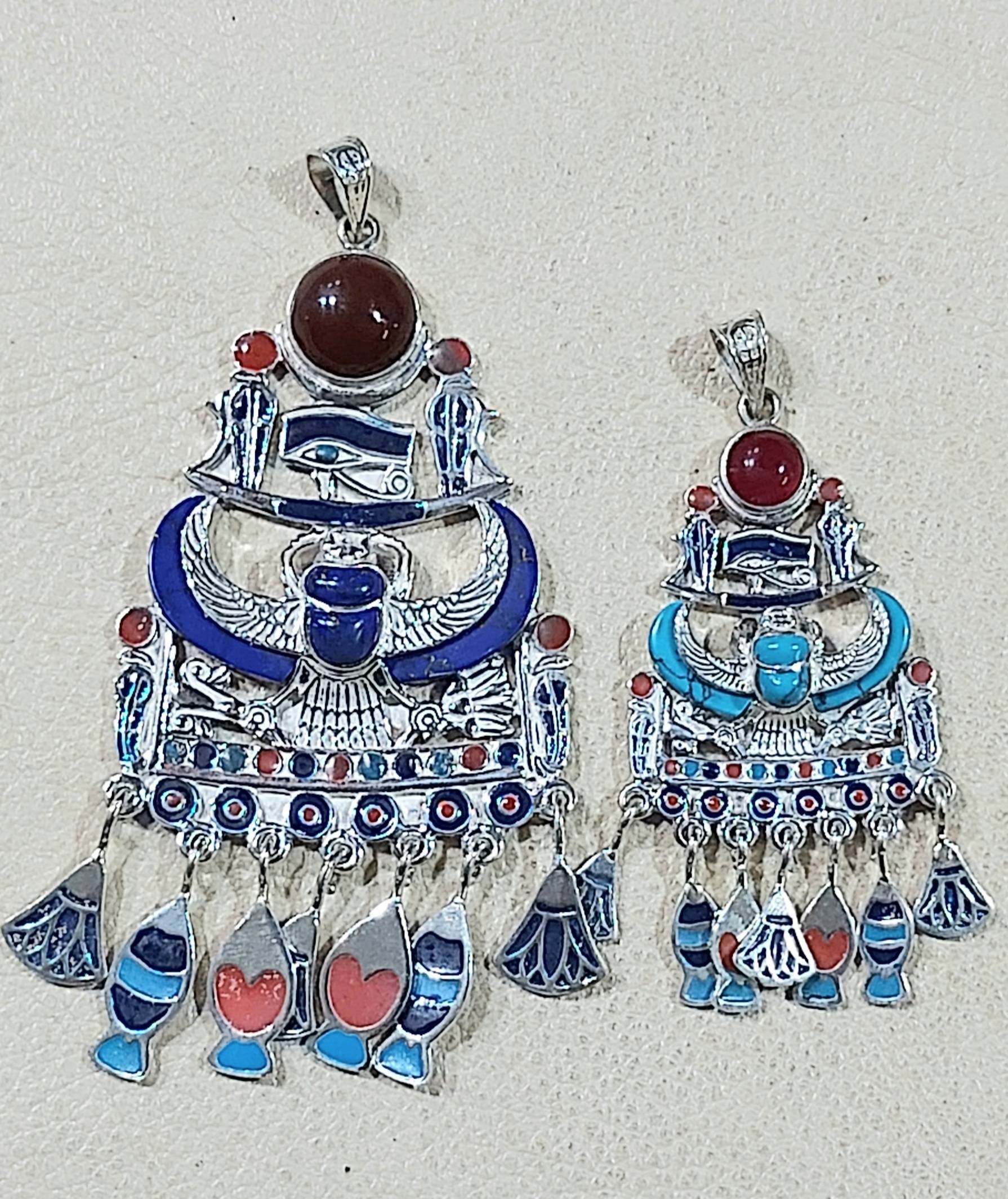 Egyptian Handmade Sterling Silver 925 Isis Necklace.Egyptian Jewelry.Women Necklace. - Thumbnail 4