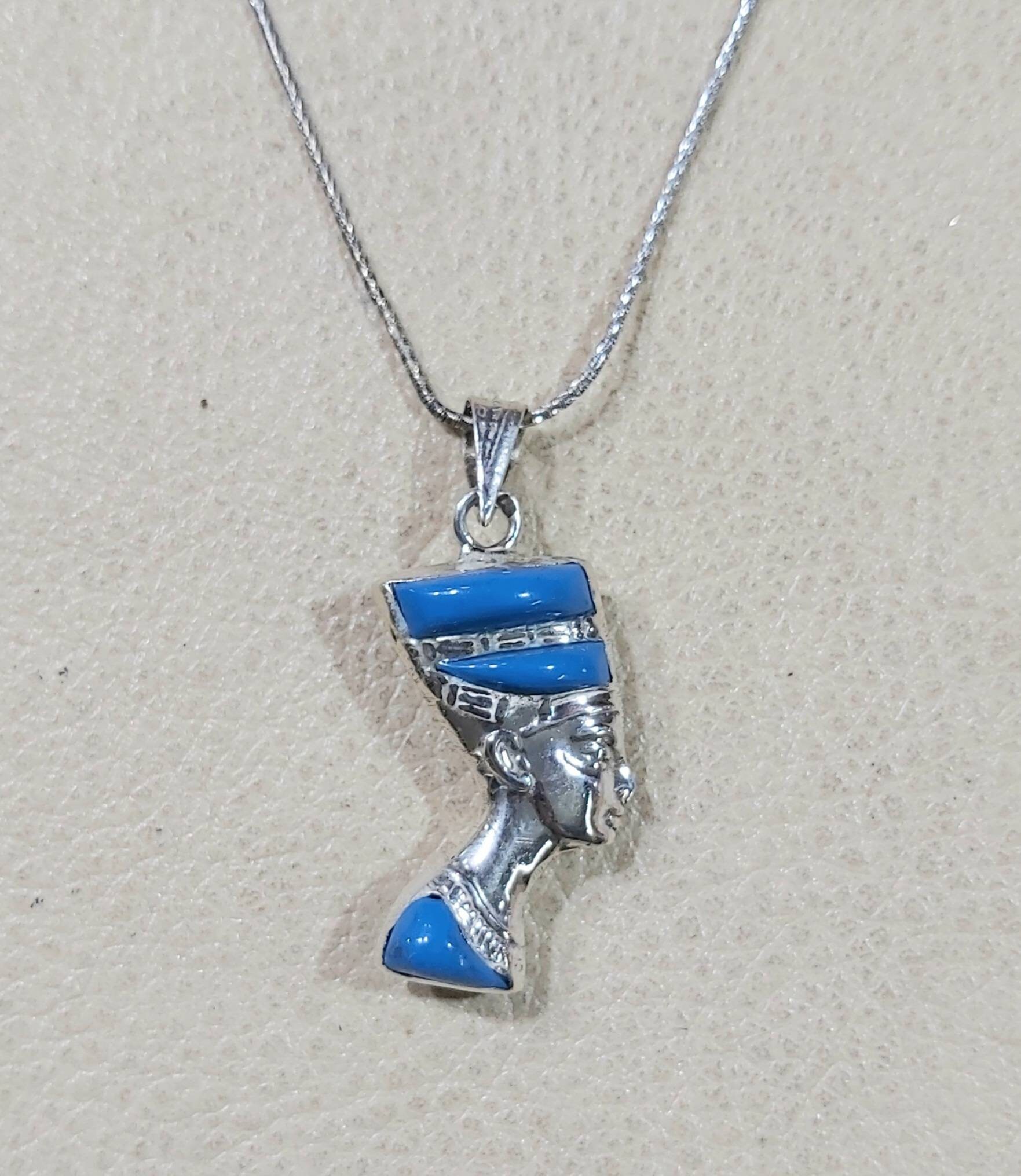 Egyptian Handmade Sterling Silver 925 Nefertiti Necklace - Thumbnail 4