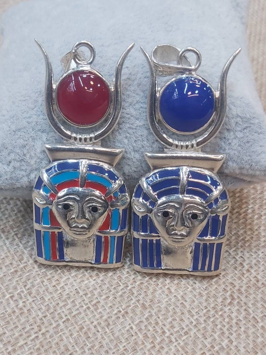 Handmade Egyptian Sterling Silver 925 Hathor With Sun Desk And Horn