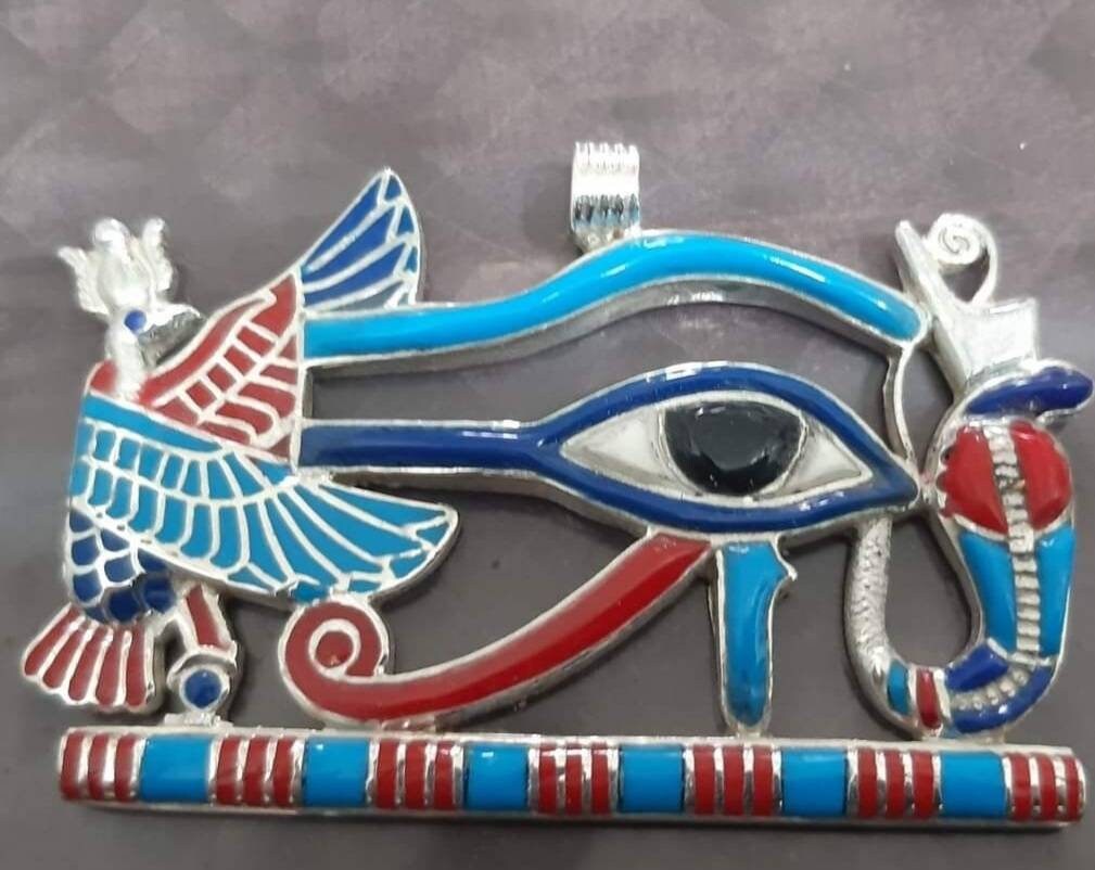 Hand Made Silver 925 Eye Of Horus Necklace With King Cobra - Thumbnail 6
