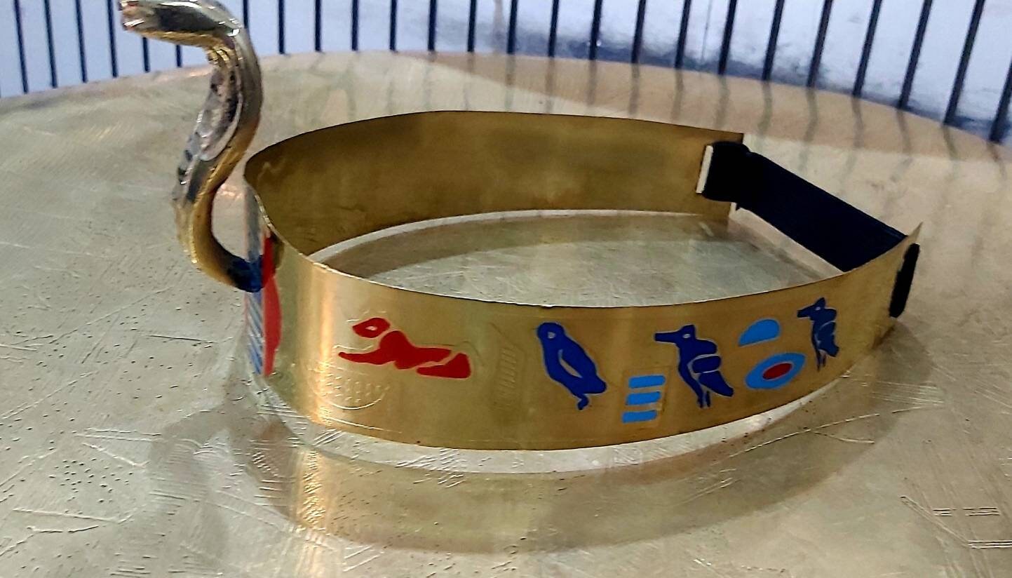 Egyptian Queen Cleopatra Brass Cobra Crown Headband - Thumbnail 4