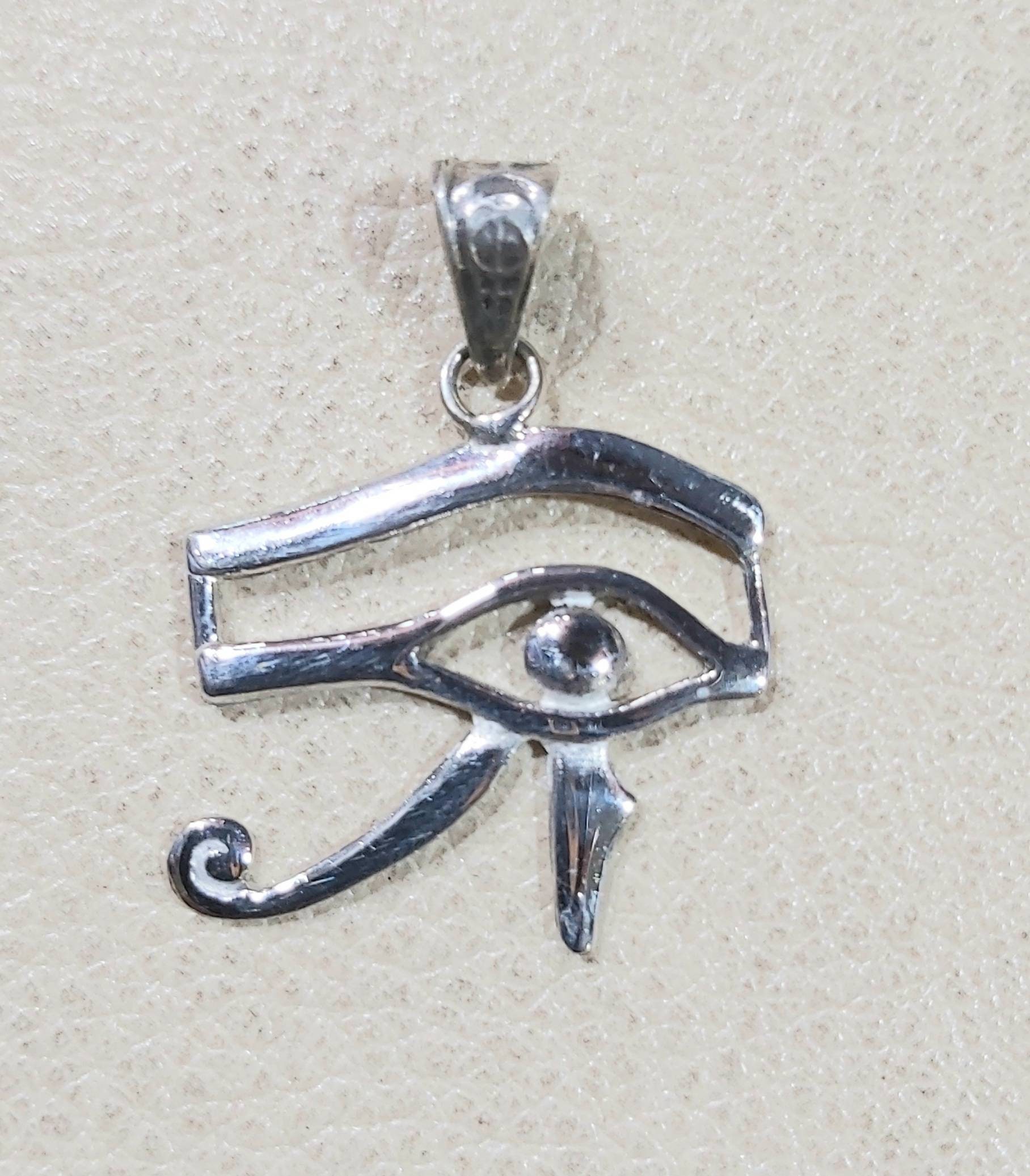 Egyptian Handmade Sterling Silver 925 Eye of Horus Pendant - Thumbnail 2
