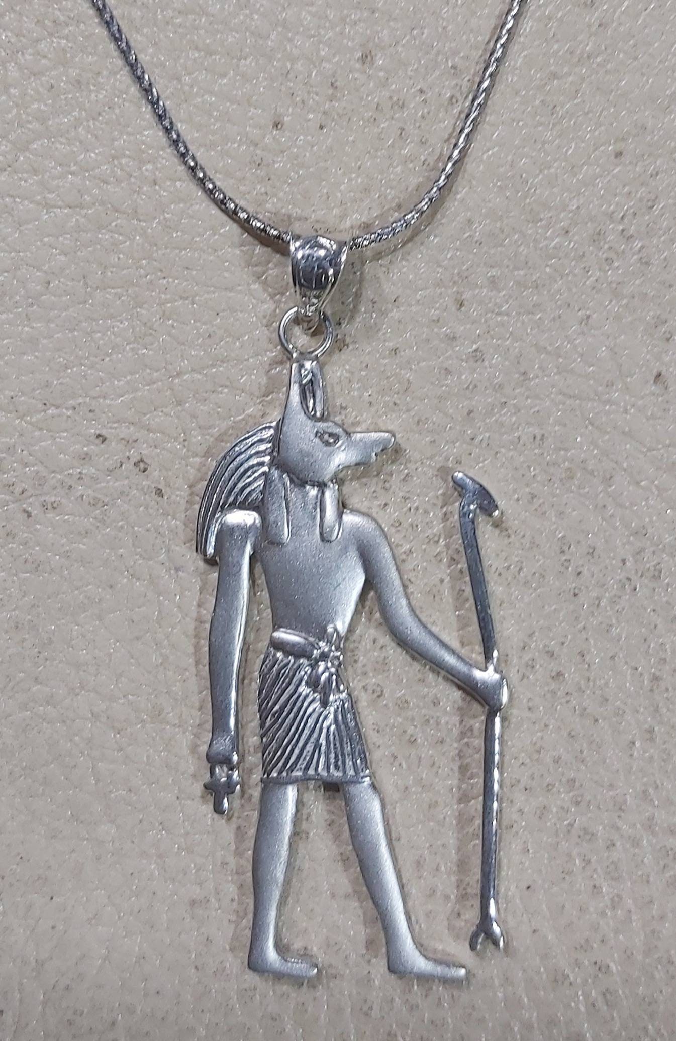 Egyptian Sterling Silver Anubis Necklace. - Thumbnail 3