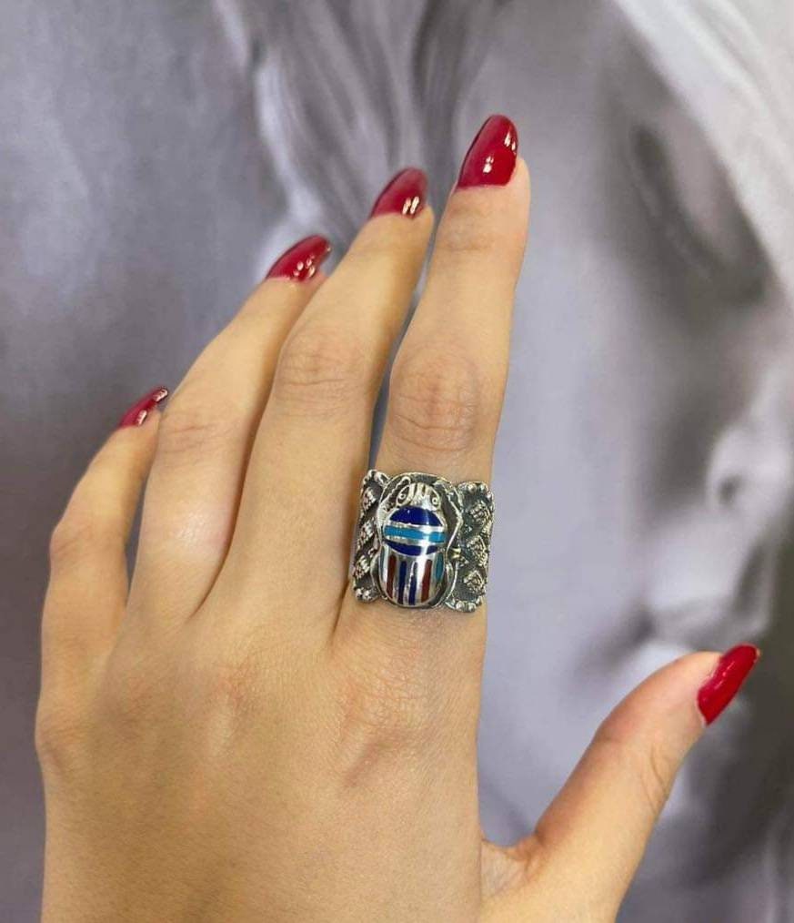 Egyptian Silver Handmade Scarab Ring