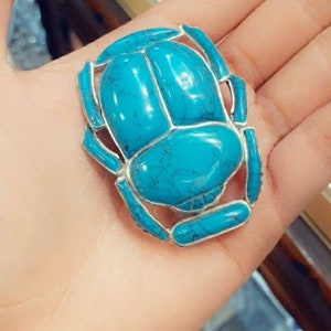 Egyptian Handmade Sterling Silver 925 Scarab Pendant With Gemstone,Silver Beetle Khepri Pendant.