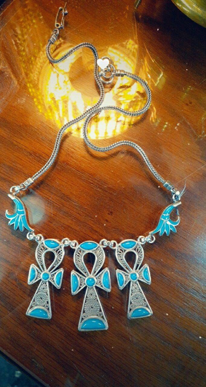 Handmade Egyptian sterling Silver 925 Ankh Necklace - Thumbnail 4