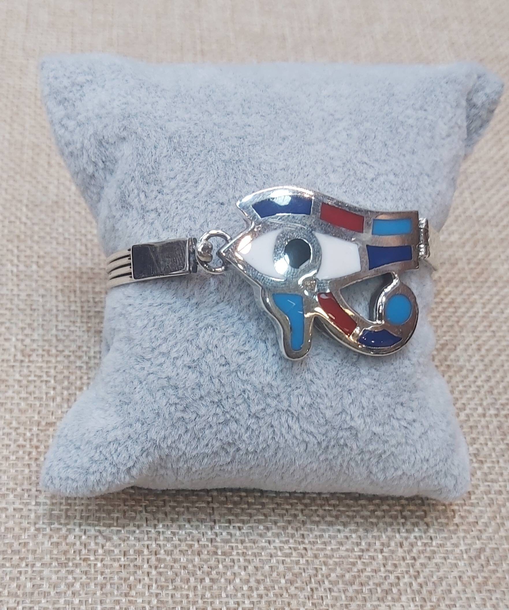 Egyptian Handmade Sterling Silver 925 Eye Of Horus Bracelet - Thumbnail 3