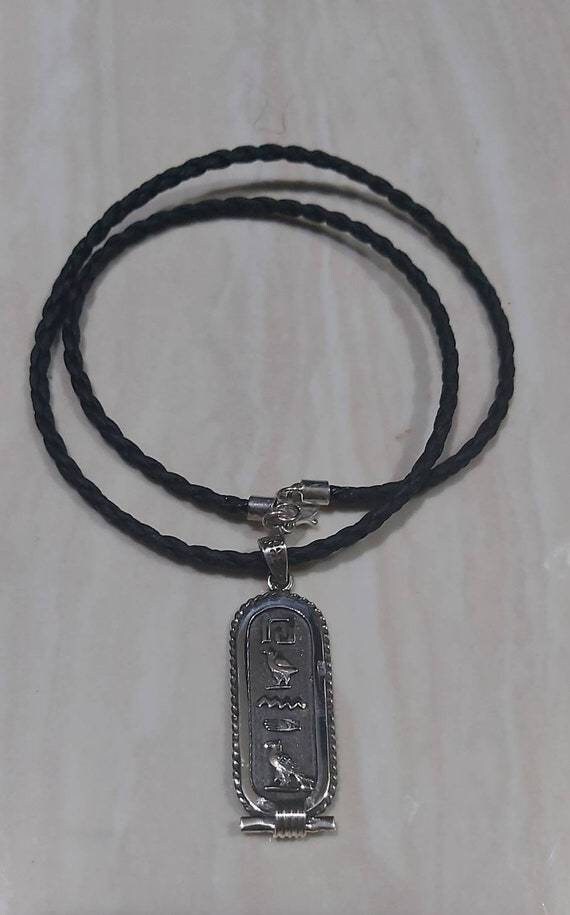 Egyptian Necklace Oxidized Silver Cartouche