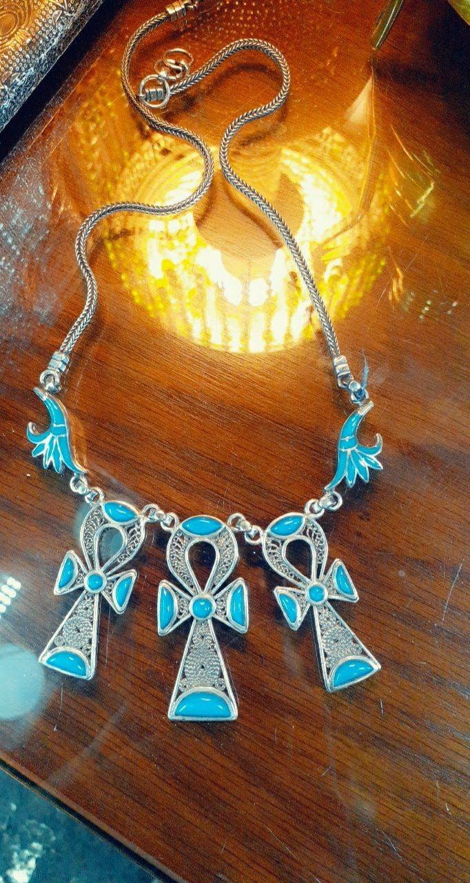 Handmade Egyptian sterling Silver 925 Ankh Necklace - Thumbnail 3