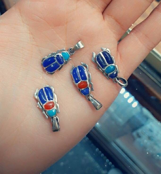 Egyptian Handmade Sterling Silver Scarab.