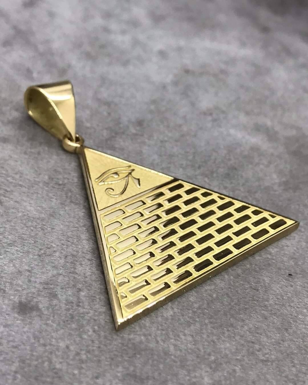 Egyptian Handmade Egyptian Pyramides 18K Pendant - Thumbnail 2