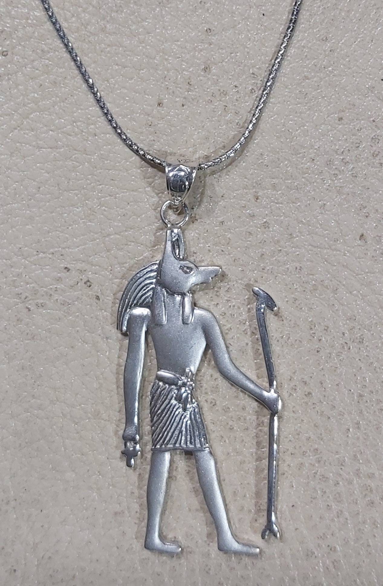 Egyptian Sterling Silver Anubis Necklace. - Thumbnail 2