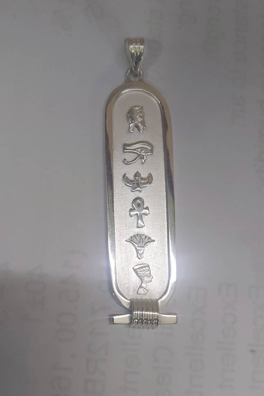 Egyptian Handmade Silver Shiftshy Necklace Cartouche - Thumbnail 5