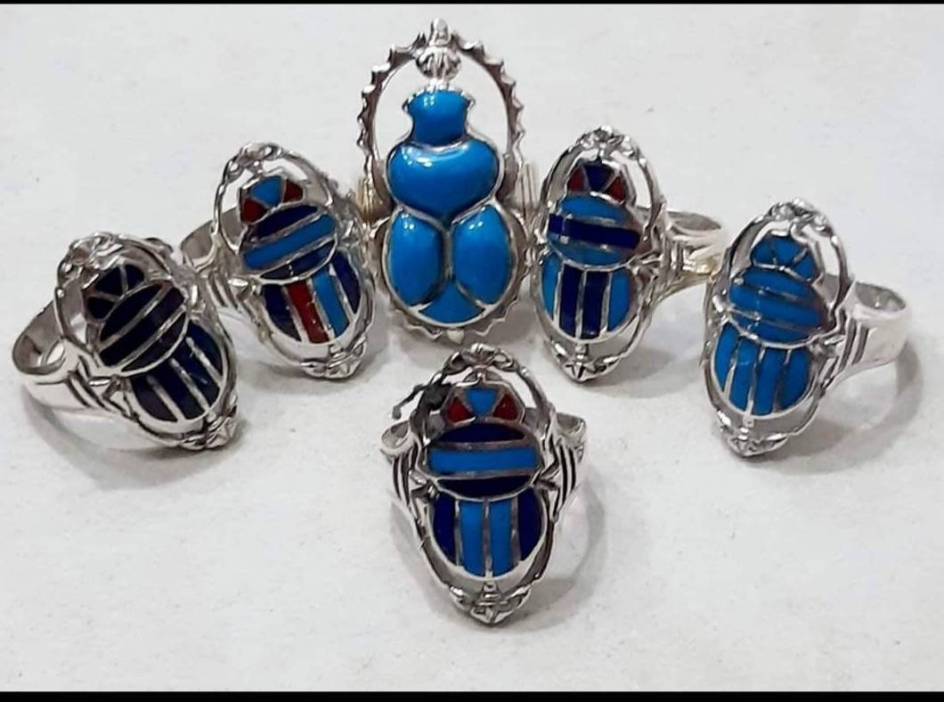 Egyptian Handmade Silver Scarab Ring - Thumbnail 5