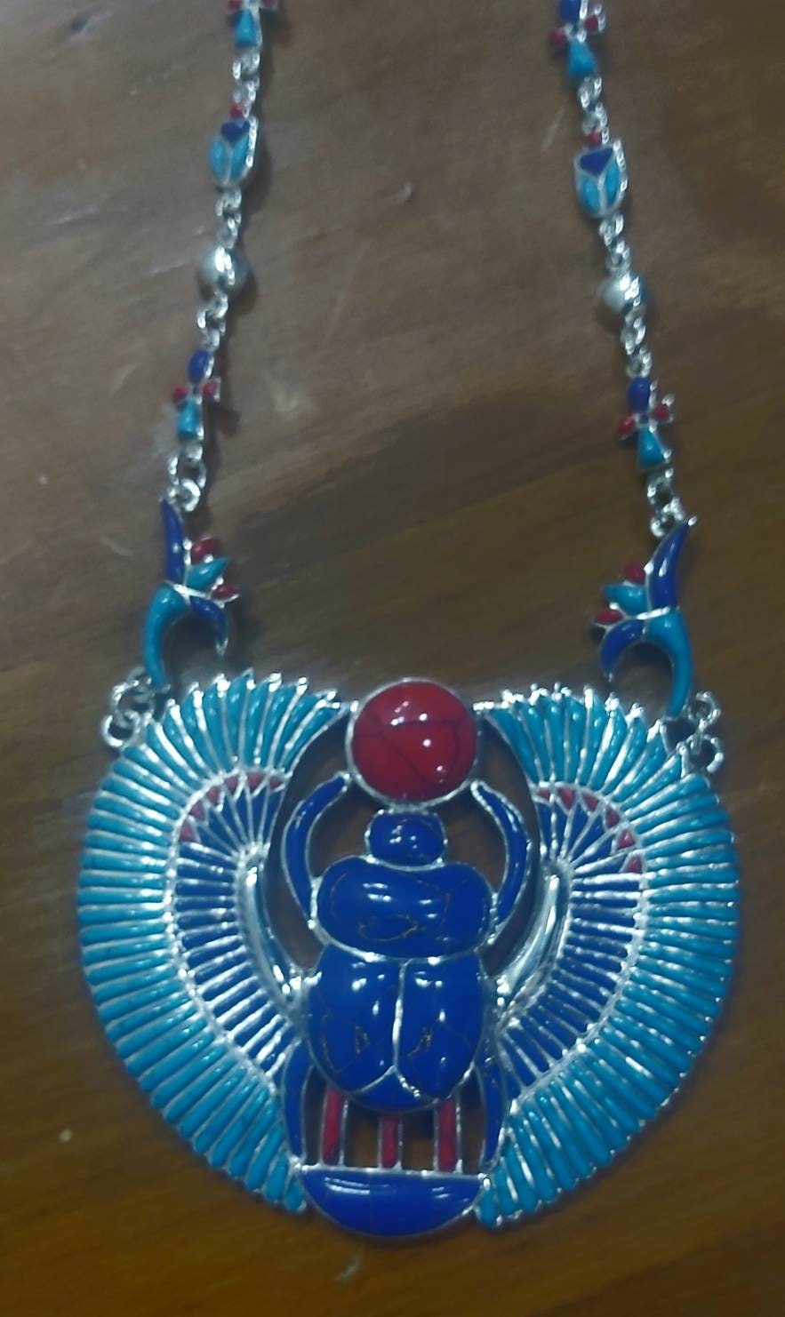 Egyptian Handmade Silver Scarab Necklace - Thumbnail 3