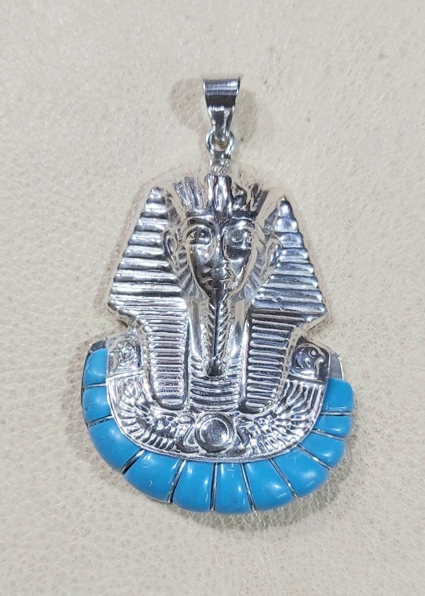 Handmade Egyptian Sterling Silver 925 Tutankhamun Mask Necklace - Thumbnail 2