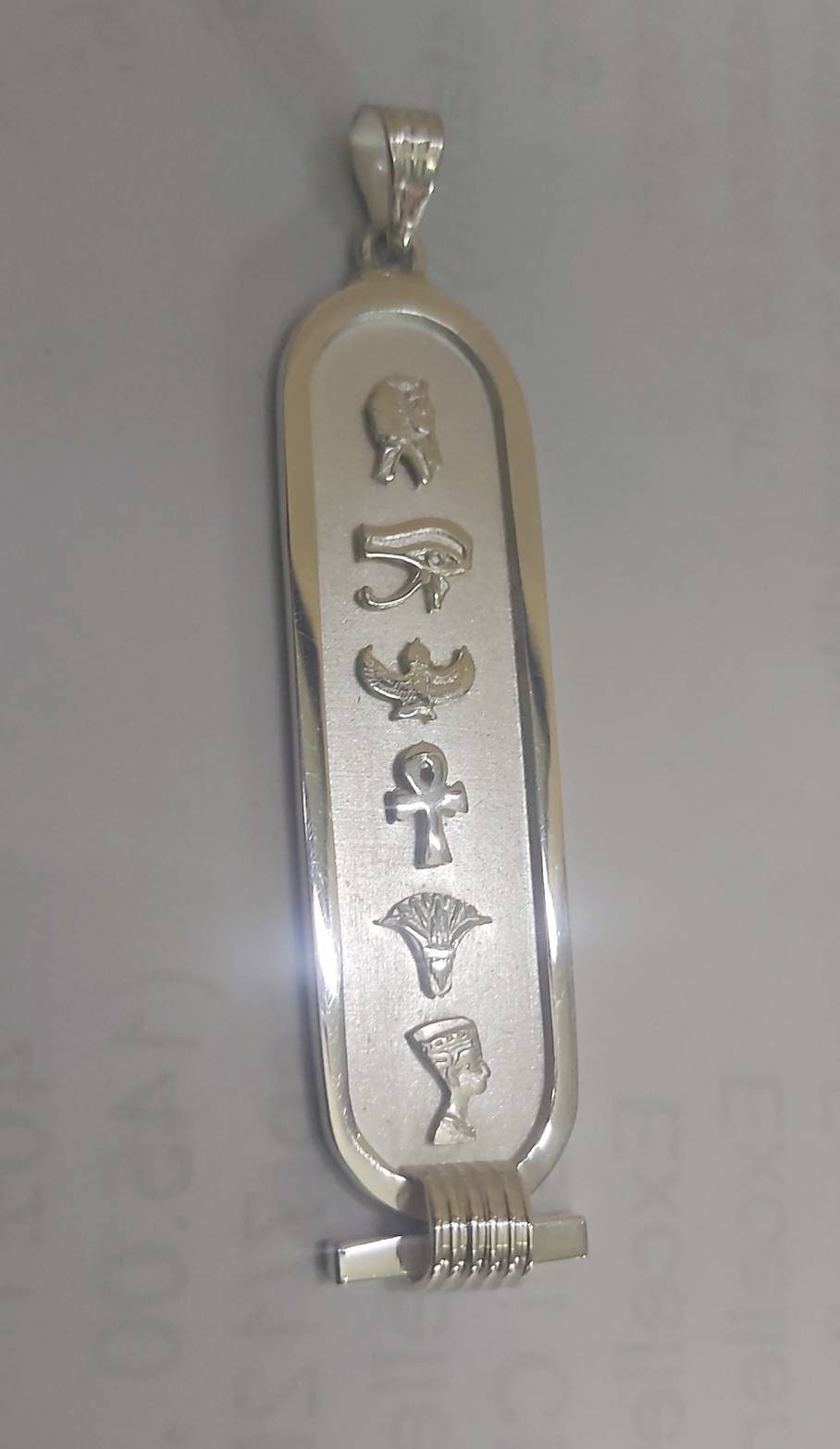 Egyptian Handmade Silver Shiftshy Necklace Cartouche - Thumbnail 6