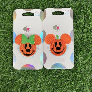 Mickey Minnie Inspired Pumpkin phone grip with swappable tops | Glitter Resin Mouse Ears | Phone Grip | Phone Stand