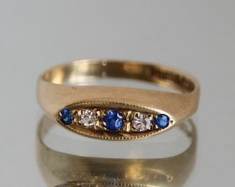 9ct gold blue and white paste boat promise ring