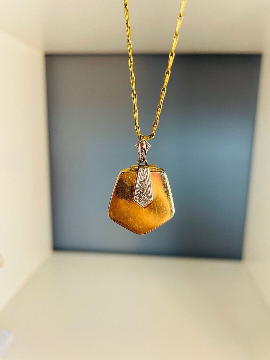 Art deco 9ct gold  and palladium locket