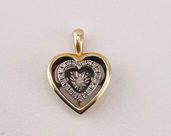 9ct gold diamond heart pendant