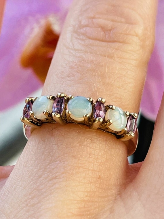 9ct gold opal and amethyst ring - image 6