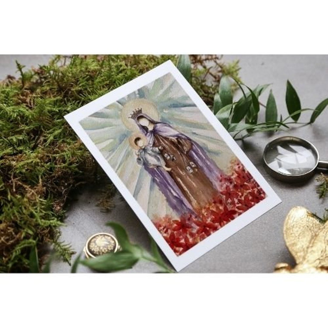 Our Lady of Mount Carmel GREETING CARDS PRINT Religious Art Catholic ...