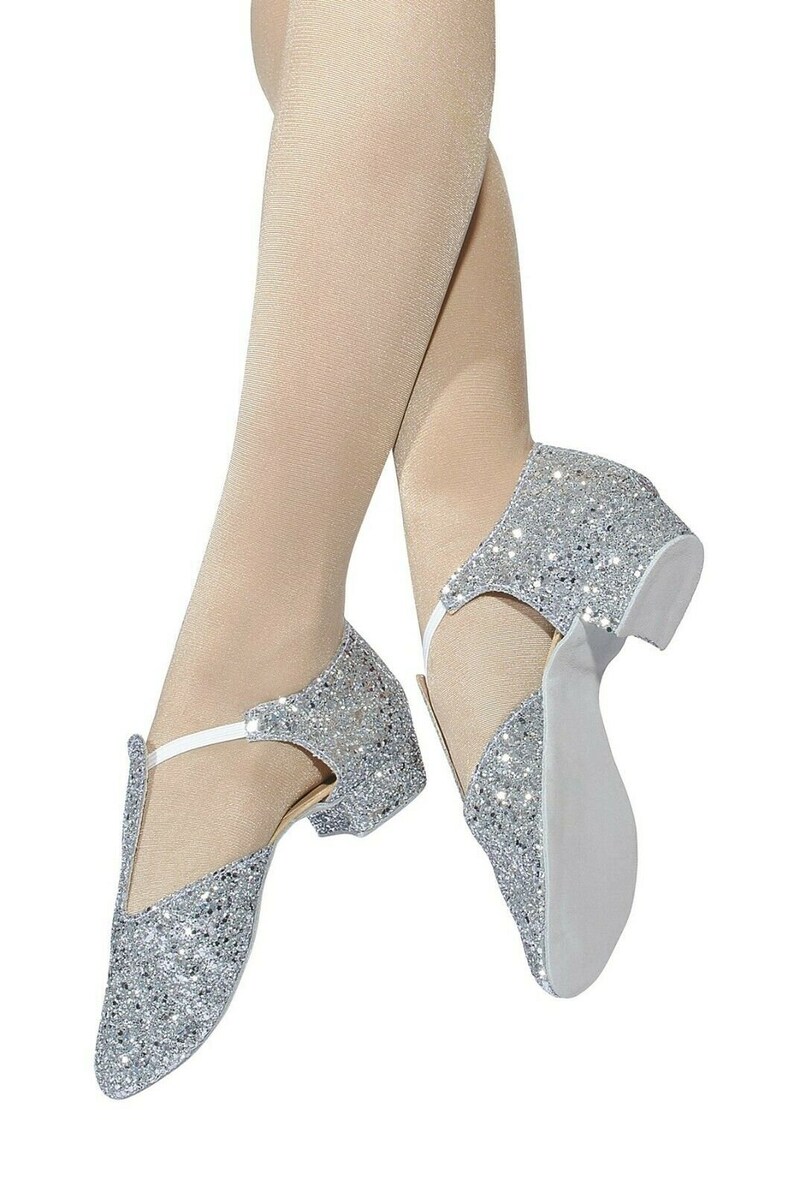 Silver Glitter Greek Dance Shoes by Roch Valley Size 13 UK Etsy