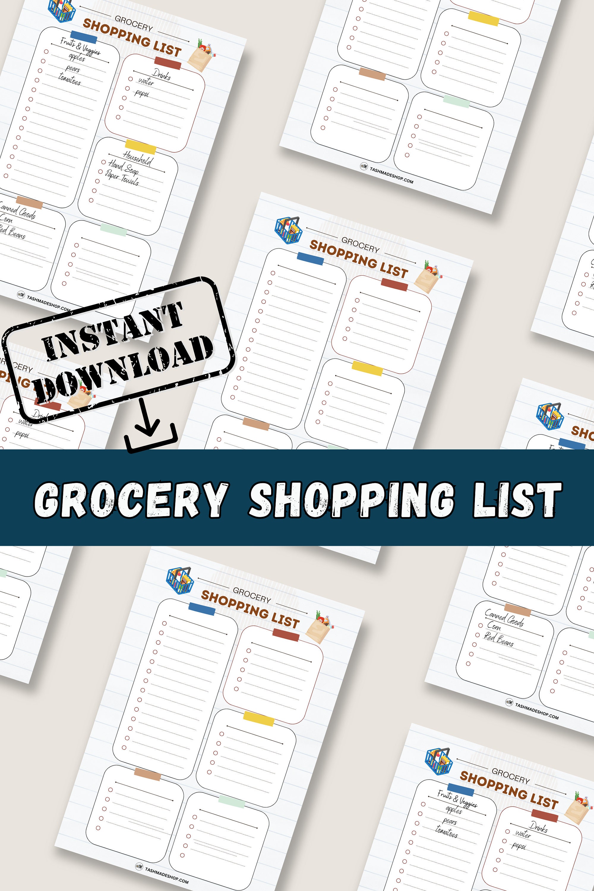 Printable Grocery Shopping List - Etsy